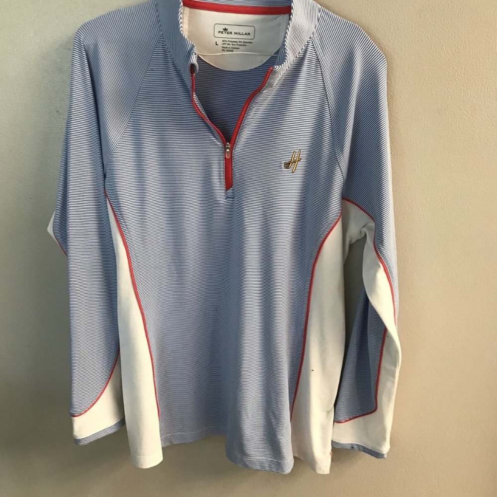 Peter Millar L 1/4 Zip Lightweight Blue/white